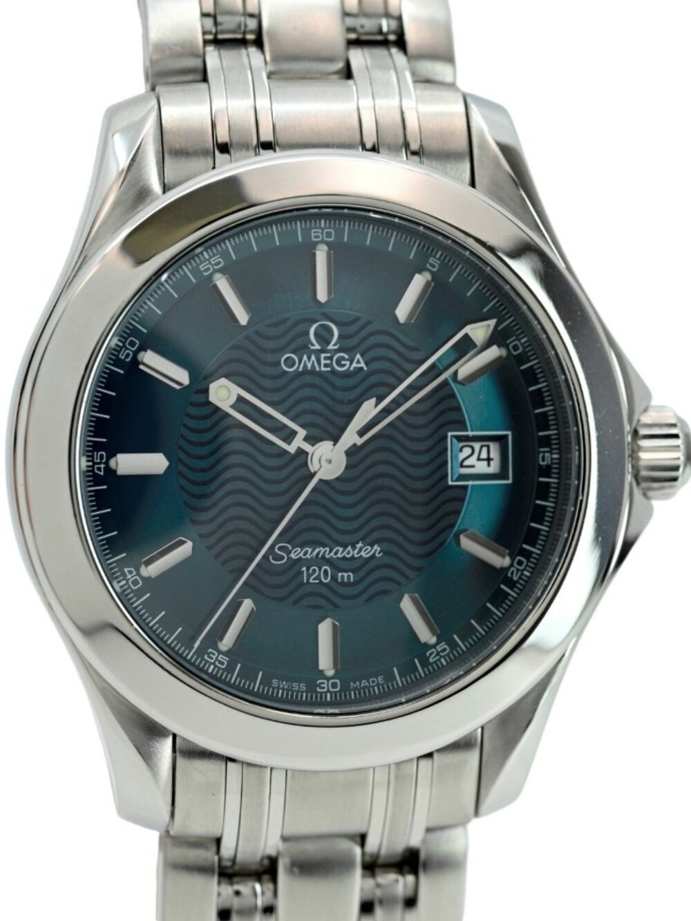 Omega 36mm Men's Seamaster 120m Quartz Blue Wave Dial SS Watch! Ref: 2511.81!